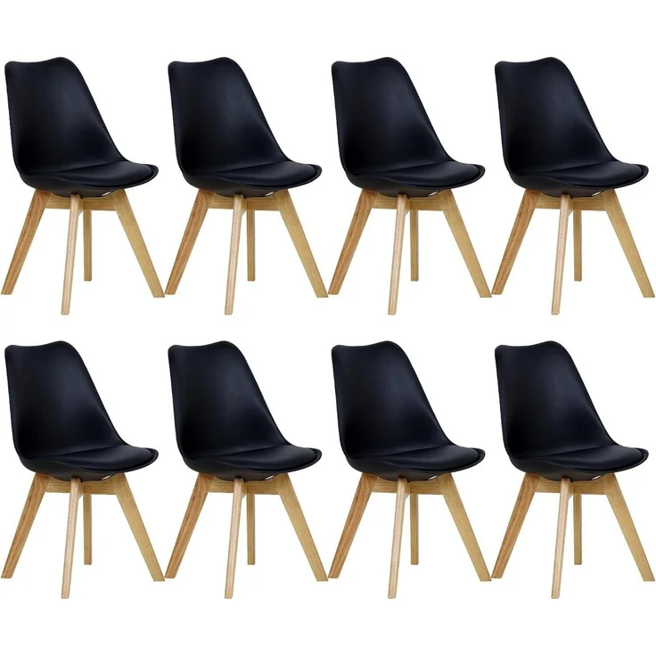 Woltu Esszimmerstuhl (Set, 8 St), Polsterstuhl Bezug Kunstleder, Massivholz – Bild 1