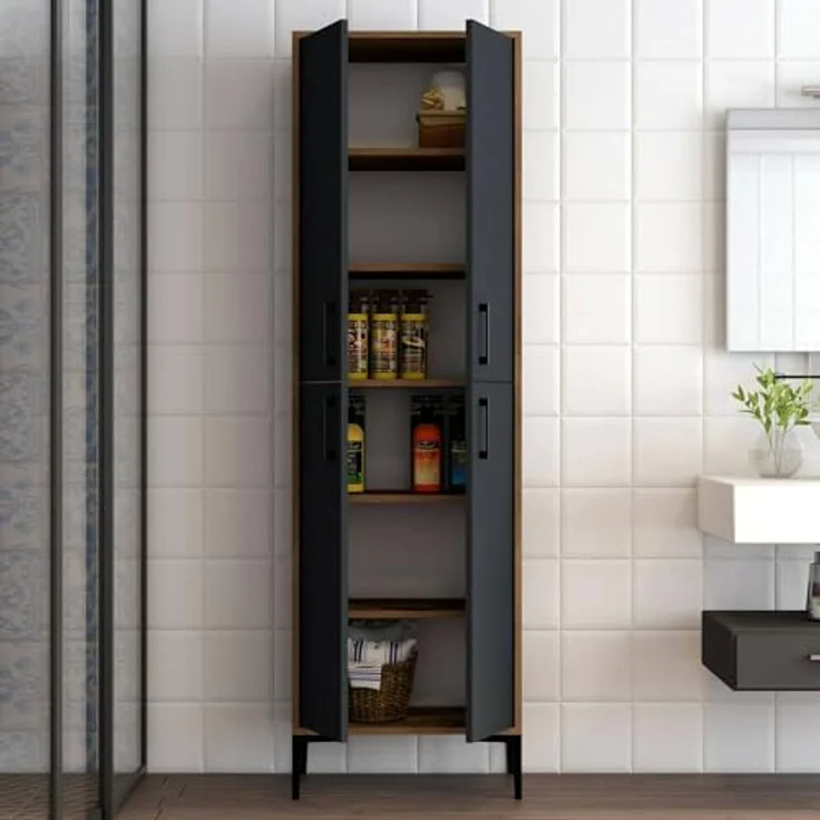 Dmora Großer Mehrzweckschrank Alphard 60x200 cm Braun 5 Böden – Bild 6