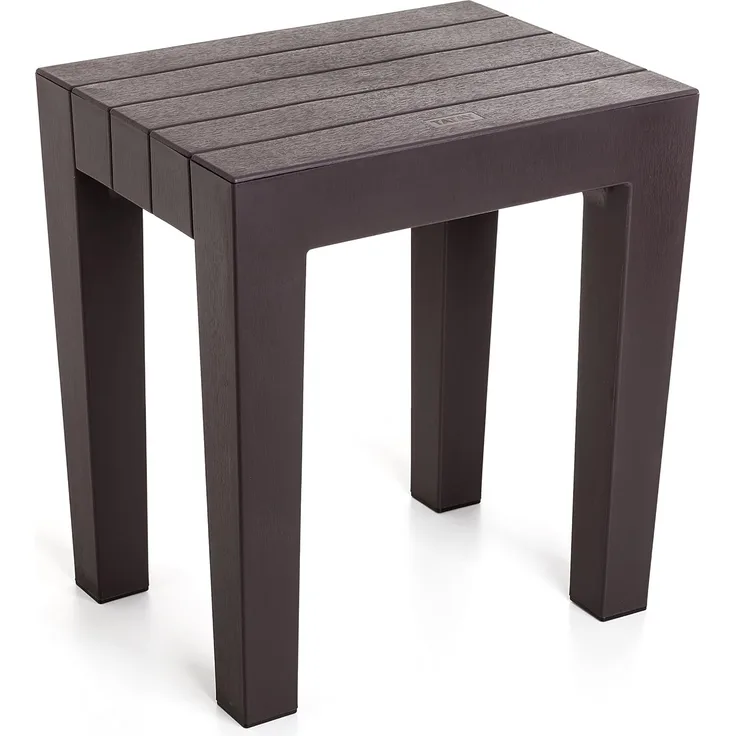 Tatay Hocker Sitzbank Lombok, Polypropylen, BPA frei, Holz-Effekt, Anti-UVA-Schutz, Max 130KG, geeignet für Innen- und Außen 38 x 29 x 41 cm. Farbe braun