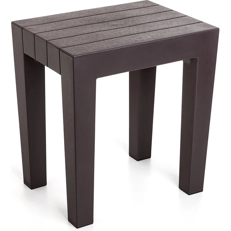Tatay Hocker Sitzbank Lombok, Polypropylen, BPA frei, Holz-Effekt, Anti-UVA-Schutz, Max 130KG, geeignet für Innen- und Außen 38 x 29 x 41 cm. Farbe braun