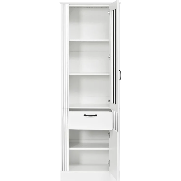 Vitrinenschrank mit Spiegeltür, App-gesteuerter LED-Beleuchtung, Schublade und Stauraum, Vitrinenschrank mit Ablagefächern, PB-Korpus, Aluminiumgriffe – Bild 10