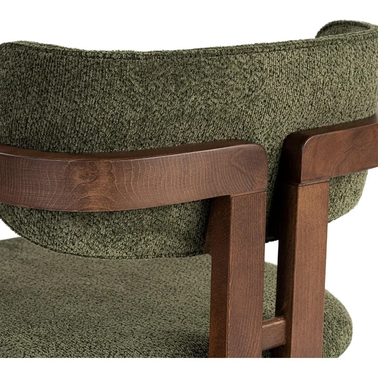 Moderner grüner Stuhl mit Beinen in dunklem Walnuss, 54 x 76 x 54 cm | 100% Buchenholzrahmen, leicht zu reinigendes Polyester-Chenille-Gewebe | 5 cm Schaumstoffsitz, perfekt für Zuhause & Büro – Bild 6