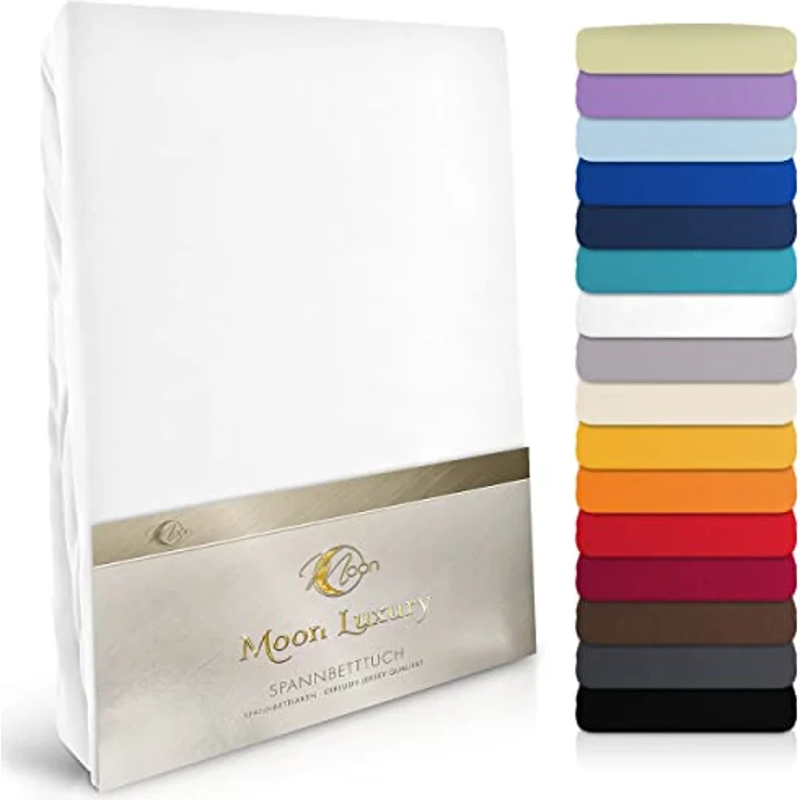 MOON Heimtextilien Spannbettlaken MOON-Luxury Spannbettlaken Jersey Stretch 230g/m², 97% Mako-Baumwolle 3% Elastan – Bild 2