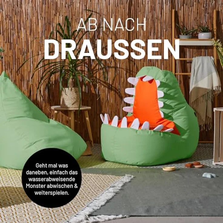LUMALAND 'Animal Line Dino' Kindersitzsack, indoor & outdoor, Polyester senfgelb, 270 l – Bild 8