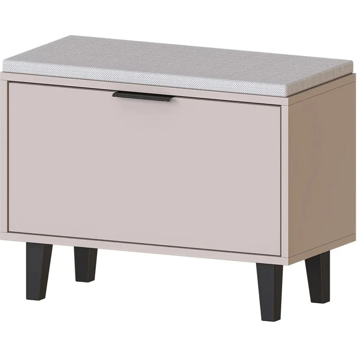 Roomart NORD Sitzbank mit Schuhklappe & Sitzkissen – Schuhbank für Flur & Diele – 73,6 cm – H 53 x B 73.6 x T 35 cm • Beige – Bild 3