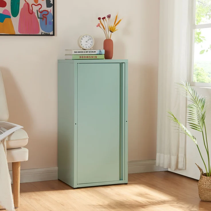 [en. casa] 'Burlöv' Metallschrank, Stahl, 88 x 40 x 35 cm, Mintgrün – Bild 1