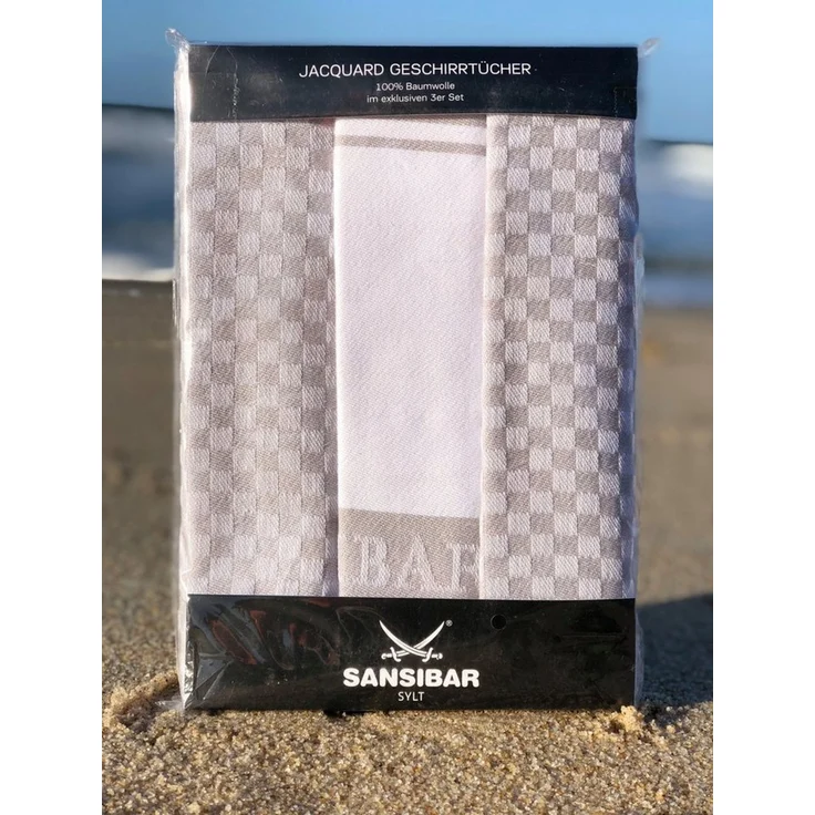 Sansibar Sylt Geschirrtuch Geschirrtücher-Set, 3-tlg, 50x70 cm, 100% Baumwolle, Premium Qualität, (Set, 3x Geschirrtuch, 50x70 cm, zwei verschiedene Designs), Jacquardgewebe, zwei verschiedene Motive – Bild 1