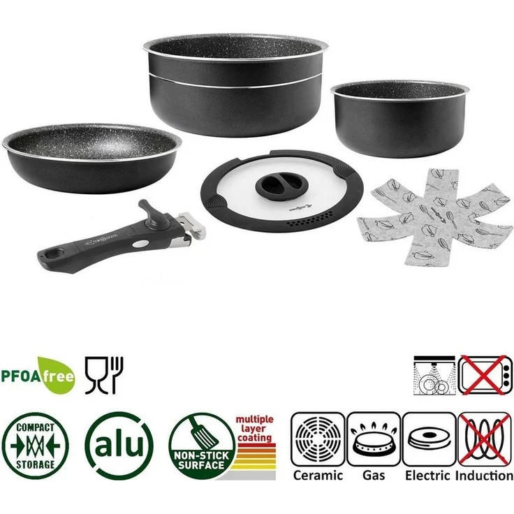 BRUNNER Topf-Set BRUNNER Camping Topfset PIRATE Vacublock Leicht, Stapelbar, Alu, (5-tlg) – Bild 2