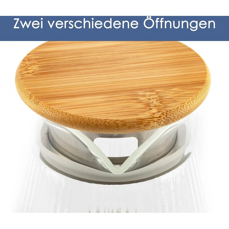 Hanseküche Wasserkaraffe Glaskaraffe, (Glas-Wasserkaraffe mit Deckel, 1-tlg, Tropffreie Ausgießer - Robuste Teekanne), mit 50% erhöhter Glasdicke für Heiß- & Kaltgetränke – Bild 6