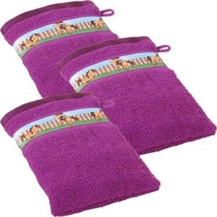 Erwin Müller Waschhandschuh Kinder-Waschhandschuh 3er-Pack, (3-St), Walk-Frottier Uni – Bild 5