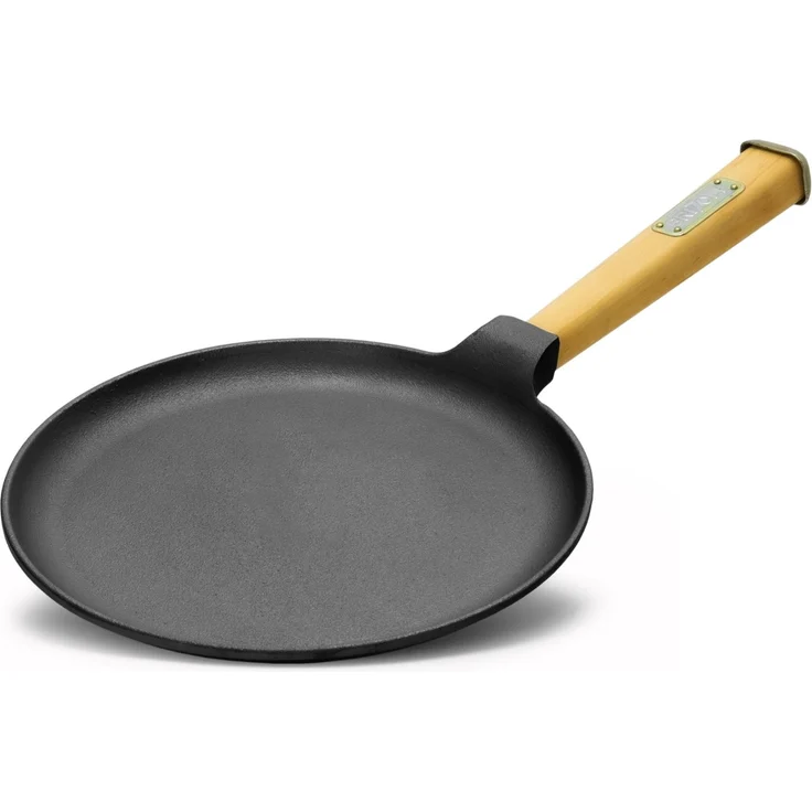 Pfannkuchenpfanne 24 cm Crêpes - Bratpfanne aus Gusseisen Omlettpfanne Blinipfanne Holzgriff Induktion – Bild 1