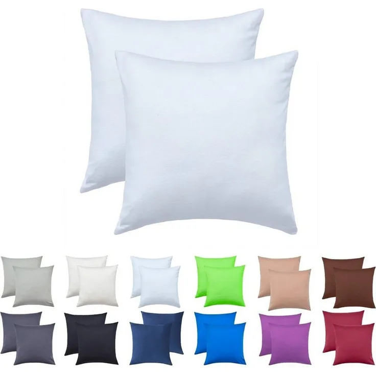 NatureMark Kissenbezüge 2er Pack Jersey Kissenbezug Kissenhülle, (2 Stück), Kissenhülle in vielen Größen und Farben (40 x 40 cm, Weiß)