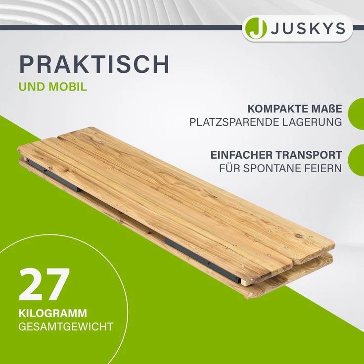 Juskys 'Bichl' Bierzeltgarnitur 3-teilig, klappbar, Holz / Metall natur, 170 x 46 x 77 cm – Bild 8