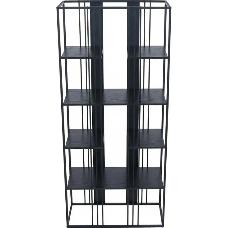 Regal HWC-P12, Bücherschrank Hochschrank, Industrial Metall Melamin MVG-zertifiziert 180x80x31cm ~ schwarz, schwarz – Bild 8
