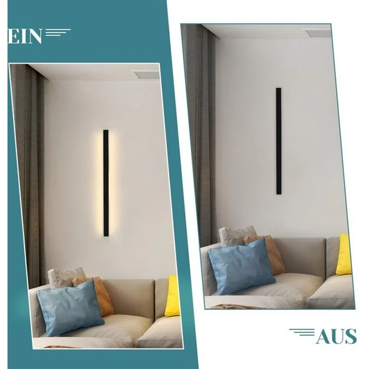 Nettlife LED Wandleuchte Schwarz Modern 60CM 21W Up Down innen Wandbeleuchtung, nicht dimmbar, LED fest integriert, Warmweiß, für Flur Treppenhaus Wohnzimmer Kinderzimmer Schlafzimmer – Bild 4