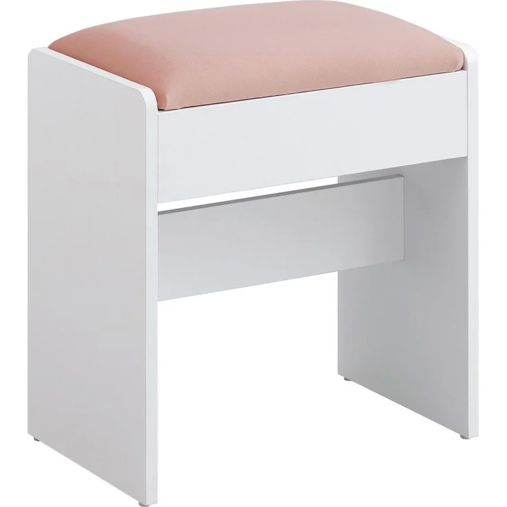 VASAGLE Hocker Schminktisch, Sitzhocker gepolstert, Makeup-Hocker aus Samt, mit rutschfesten Fußpads, für Ankleidezimmer, Schlafzimmer, Eingangsbereich, mattweiß-pastellrosa RDS001W01 – Bild 5