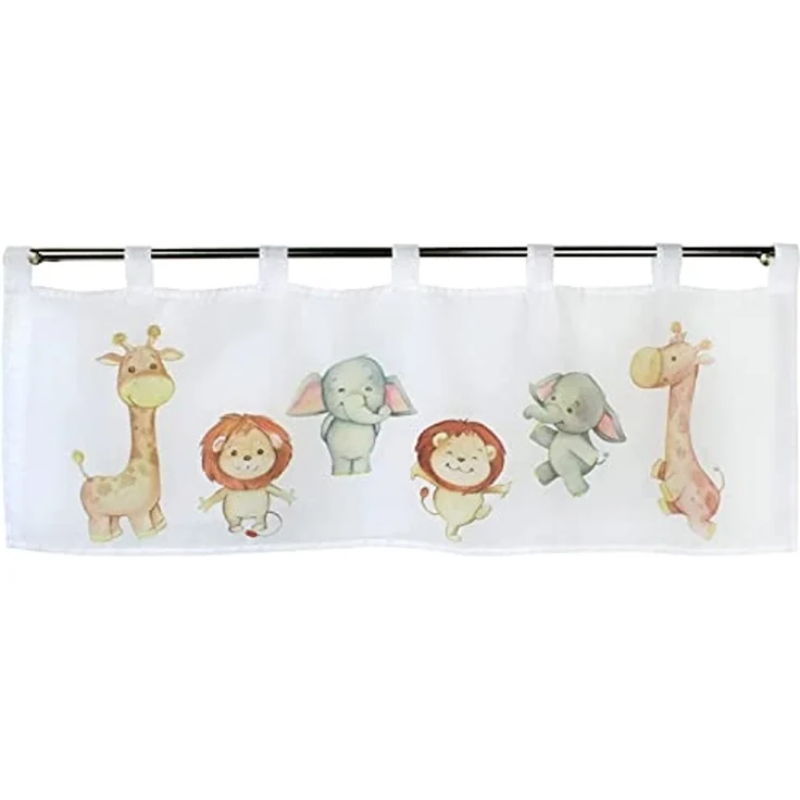 Delindo Lifestyle Scheibengardine Kinderzoo (1 St), Schlaufen, halbtransparent, Voile, mit Schlaufenaufhängung für die Küche – Bild 2