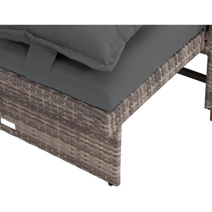 Greemotion 'Bahia Tobago' Rattan-Lounge mit Bettfunktion inkl. Hocker, Grau, 117 x 93 x 74 – Bild 6