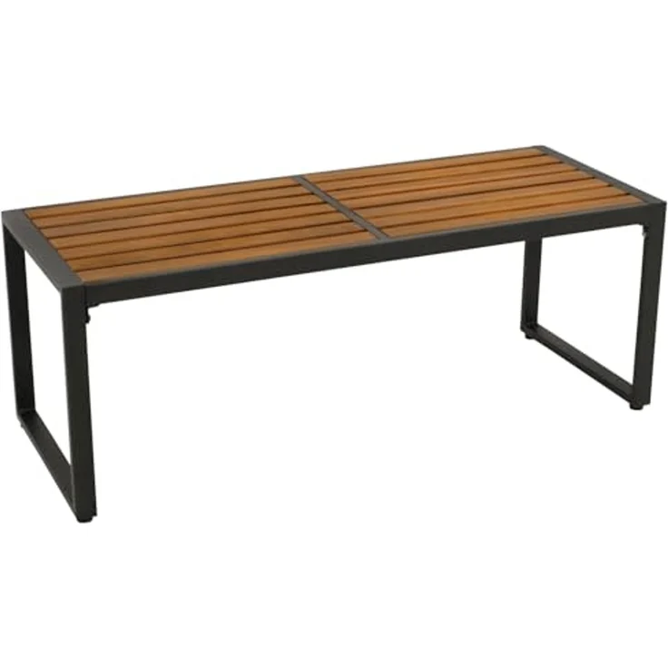 DEGAMO RAGUSA Hockerbank, Metall + Akazie, anthrazit/braun, 2-sitzer 123cm – Bild 1