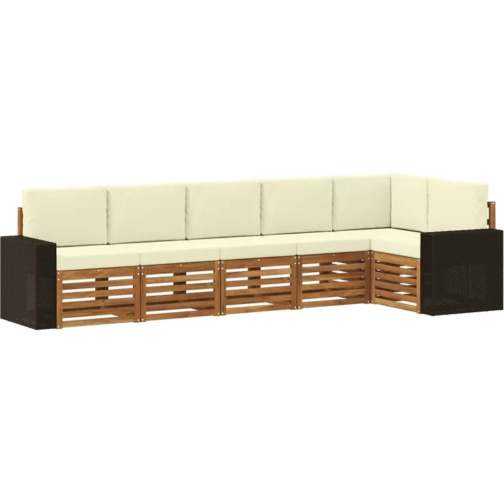 vidaXL Outdoor-Sofagarnitur 6 stk. 6-Sitzer Natur und Creme 3384421 – Bild 2