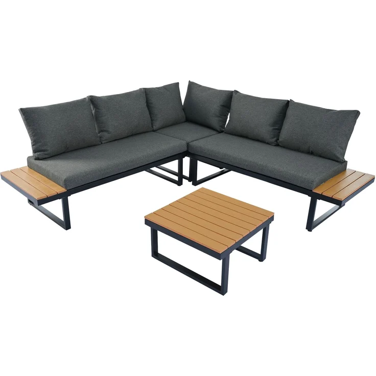 Merax Gartenlounge-Set, 5-Sitzer Gartenmöbel mit 5-Winkel-verstellbare Lehne, Grau+Schwarz – Bild 8