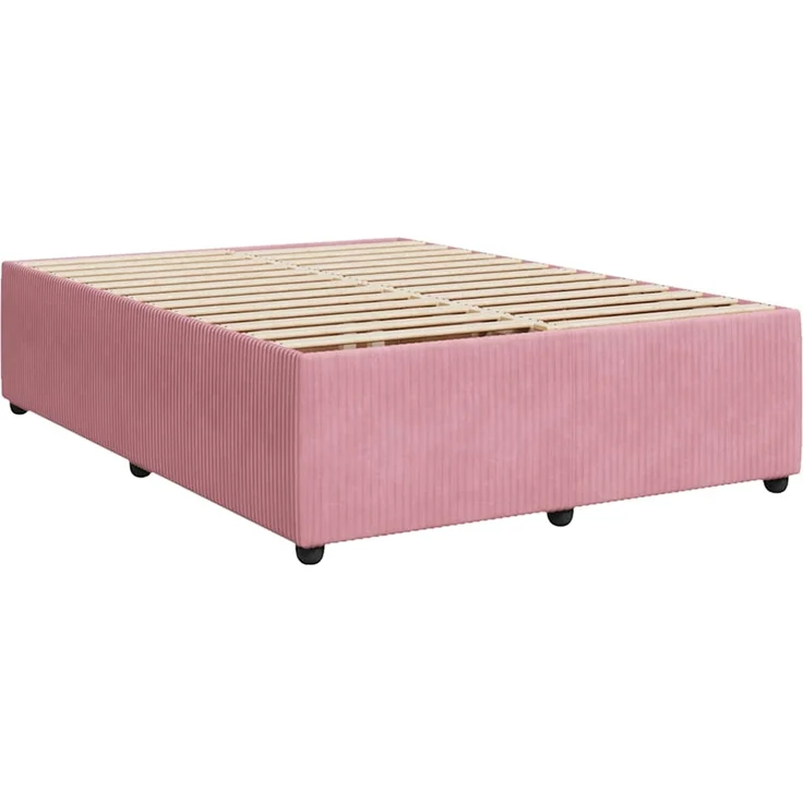 vidaXL Boxspringbett mit Matratze Rosa 140x190 cm Samt 3287739 – Bild 6