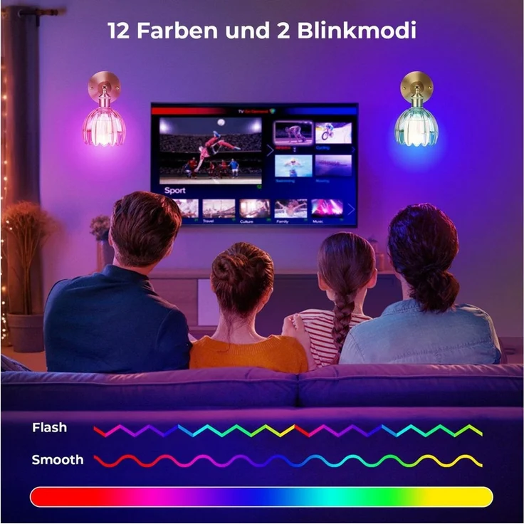 POPOLIC LED Wandleuchte Dimmbar Wiederaufladbar Gold Wandleuchten, 3 Farbtemperaturen+RGB, LED fest integriert, mit Glühbirne, Zeitschaltuhr, Speicherfunktion, Kabellos – Bild 4