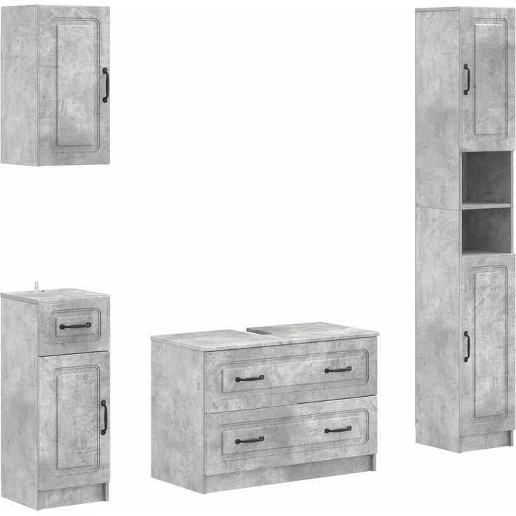 vidaXL 4-teiliges Badezimmer-Schrank-Set UTRECHT Betongrau 3417975 – Bild 2