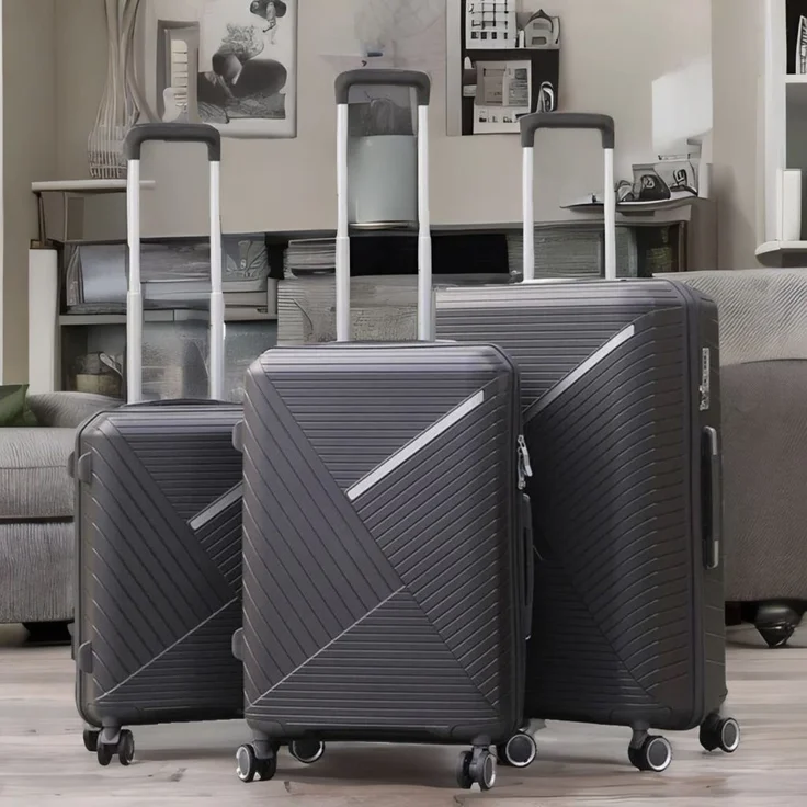 Reisekoffer Koffer 3 tlg Set Trolley Kofferset Handgepäck Polypropylen Gepäck Grau – Bild 5