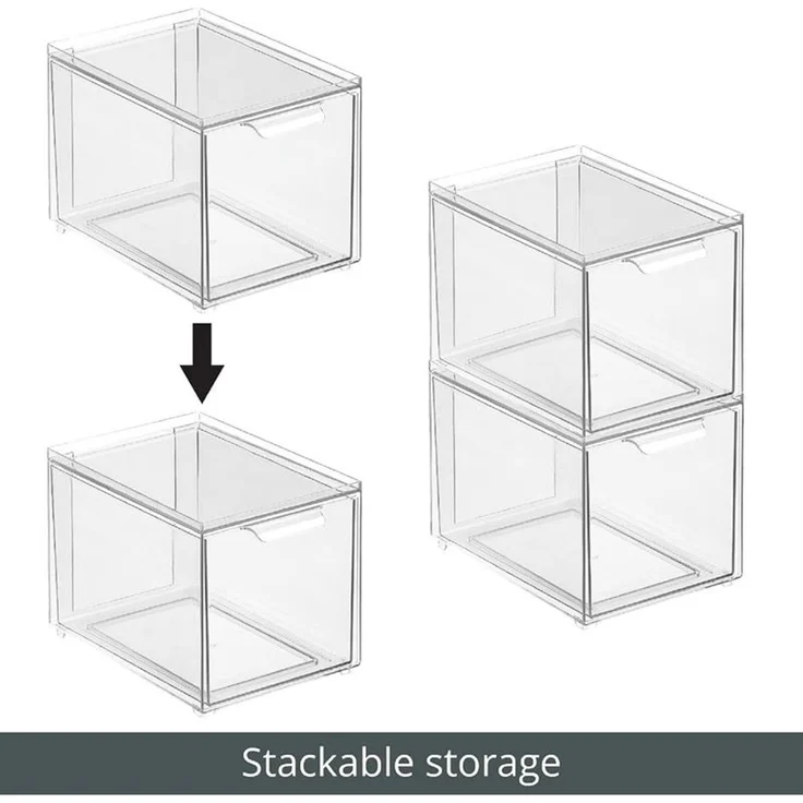 mDesign Stapelbox Aufbewahrung Organizer Ablage 2er-Set Kunststoff Transparent – Bild 5