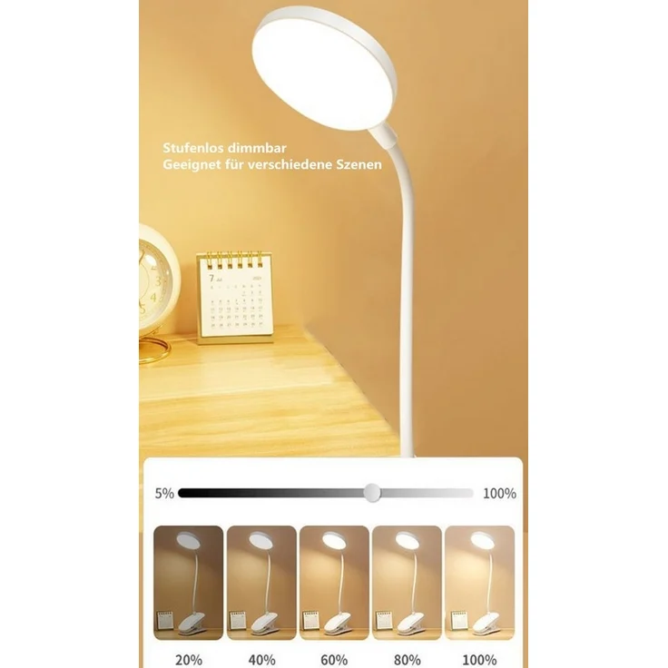 autolock LED Leselampe Klemmlampe Bett - Dimmbar Leselampe Buch Klemme Augenschutz Led, Klemmleuchte 3 Modi Bettlampe, USB Aufladbares Akku Leselampe 360° – Bild 3
