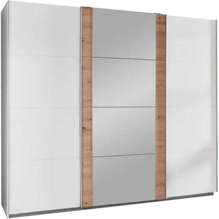 Schwebetürenschrank Bern Kleiderschrank Ausführung Weiß / Artisan Eiche