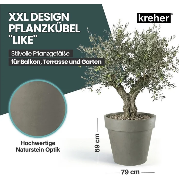 Kreher Pflanzkübel Set 'LIKE' XXL + XL - rollbar - aus Kunststoff - UV-beständig – Bild 2
