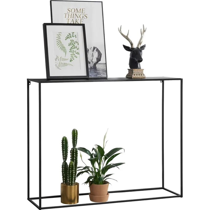 Konsolentisch Malvarrosa 92x115x32 cm Kratzfest Metall Schwarz [en. casa]