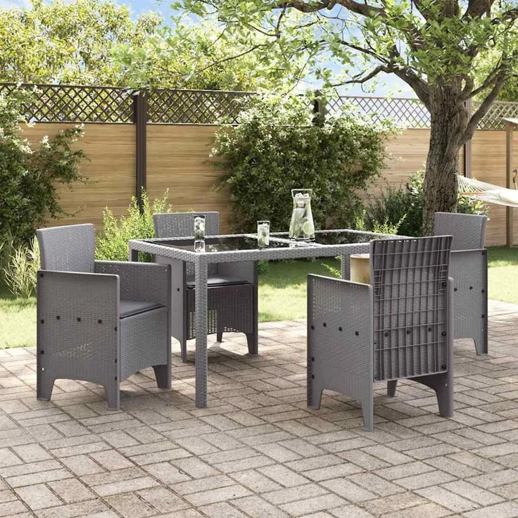 vidaXL Gartenstuhl 4 pcs Hellgrau 53 x 49 x 85 cm Polypropylen 847486 – Bild 3