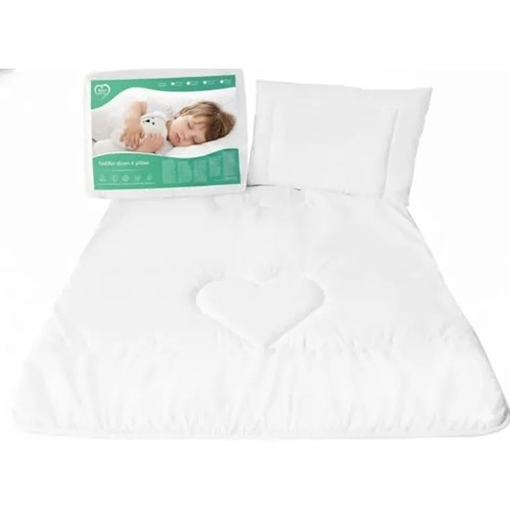 Baby-Bettwäscheset aus Bettdecke 80x70 cm und Kissen mit Füllung aus 100% Baumwolle, für Babybett oder Kinderwagen