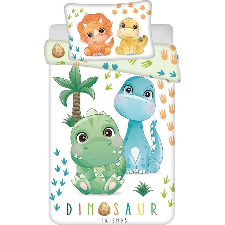Kinder Bettwäsche mit Dino-Motiv – Bettbezug 100x135 cm & Kissenbezug 40x60 cm