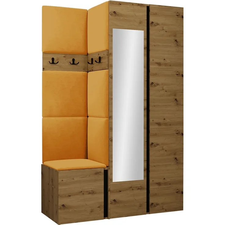 Garderoben-Set Monati XXVI (Farbe: Eiche Artisan / Schwarz, Manila 32)