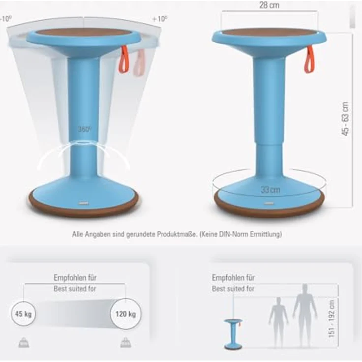 Interstuhl UPis1 - ergonomischer Sitzhocker mit Schwingeffekt - höhenverstellbar - Hocker mit rutschhemmender Standfläche & Kippschutz - Bürohocker (ECO Pastellblau, ECO UP Sitzhocker) – Bild 3