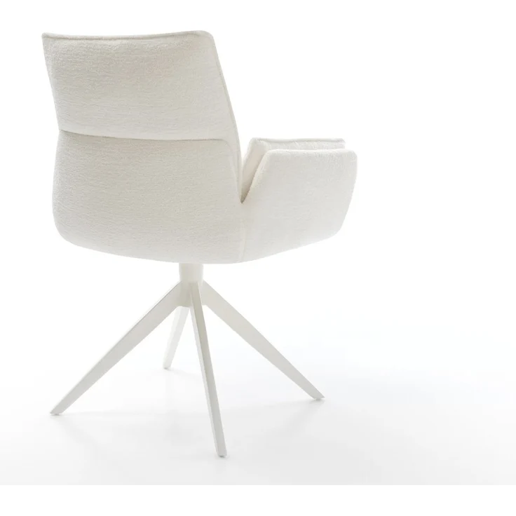 Drehstuhl Nela-Flex Bouclé Soft Beige Kreuzgestell breit Weiß 360° drehbar Wippfunktion – Bild 5