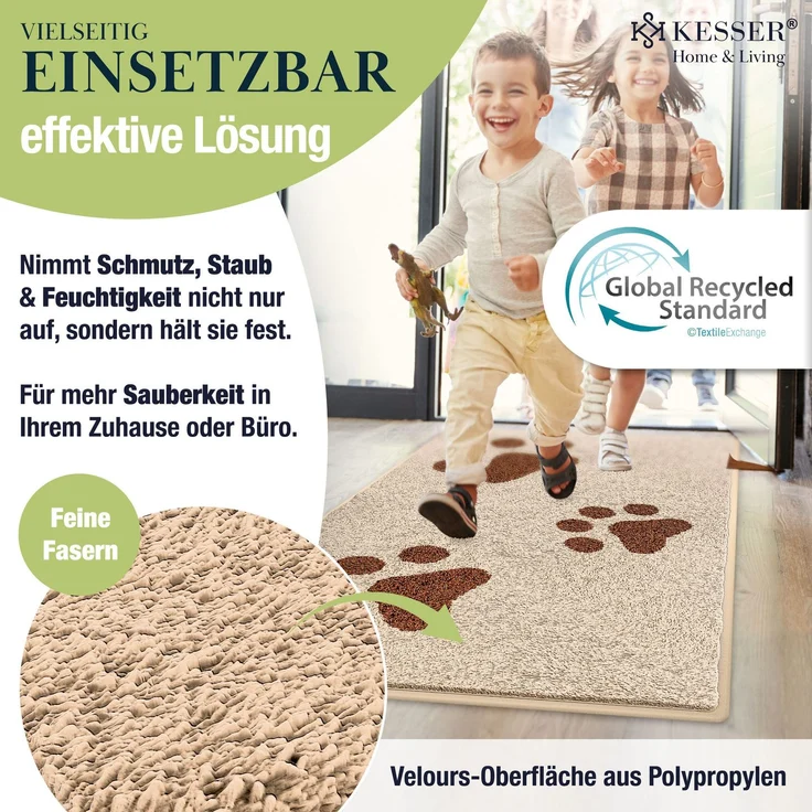KESSER® Schmutzfangmatte, rutschfeste Fußmatte für Innen- & Außenbereich, waschbar, wetterfest, Taupe / Grau, 50x80cm – Bild 7