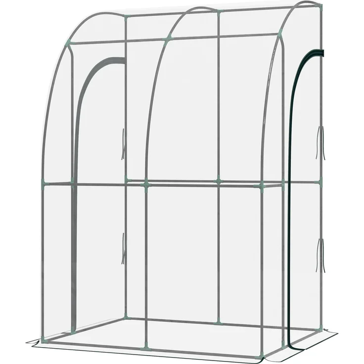 Wohnora-Anlehngewächshaus mit 2 aufrollbaren Reißverschlusstüren, Stahl, transparentes PVC,H 2120cm x T 1185cm x B 1180cm,Transparent – Bild 3
