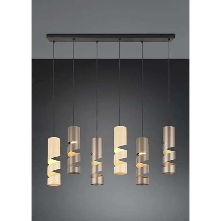 TRIO Pendelleuchte Stream, moderne hängende Leuchte in Schwarz mit Taupe und Beige, 6 Lichtquellen GU10, ideal für Wohnzimmer und Schlafzimmer, metallisch, 1000 mm breit, 1500 mm lang – Bild 3