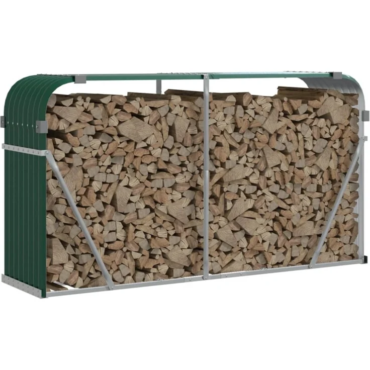 vidaXL Kaminholzunterstand Grün 180x45x100 cm Verzinkter Stahl 364544 – Bild 6