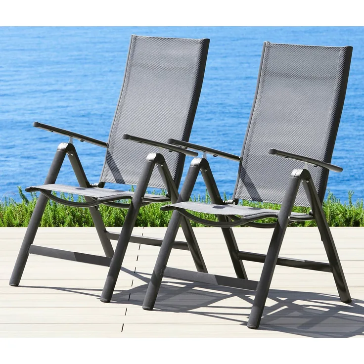 Carrara Gartensessel, klappbar, graphit/diamantbraun, 2er Set