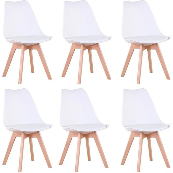 GrandCA HOME Esszimmerstuhl 4er/6er Set Esszimmerstuhl, Moderner Gepolsterter Küchenstuhl (6 St), mit Beine aus Buchenholz, weiß – Bild 4
