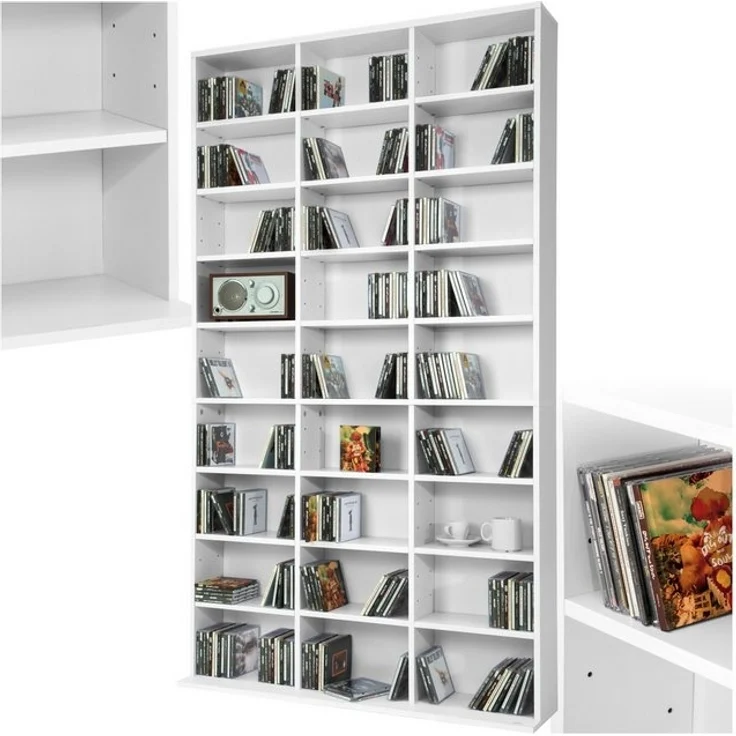 tectake CD-Regal Medienregal Christel in Holzoptik 180x102x23,5cm, Sammlerset 1-tlg, höhenverstellbare und herausnehmbare Zwischenböden – Bild 4