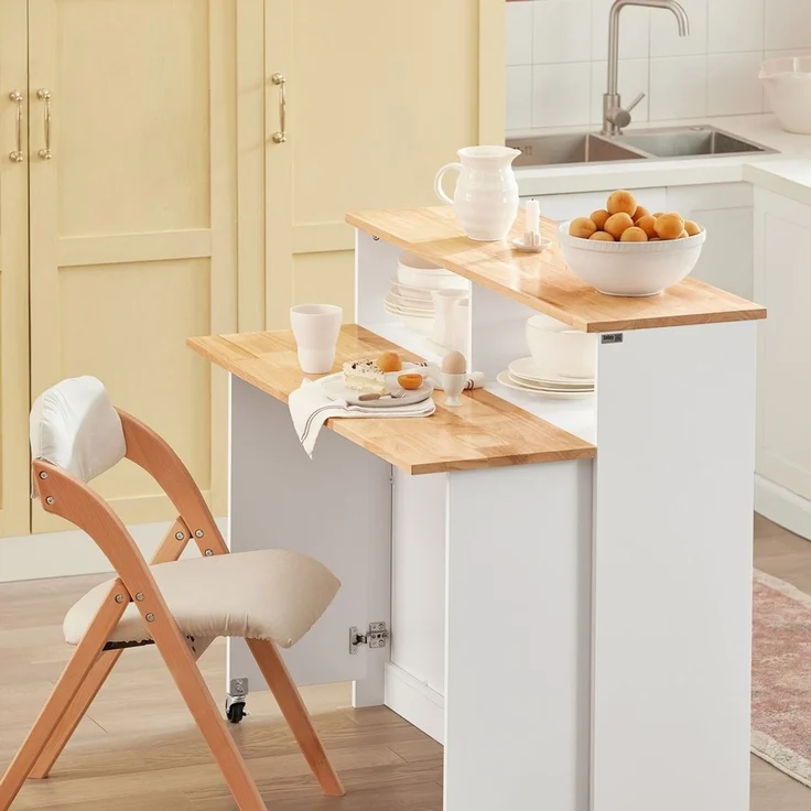 SoBuy FSB36-WN Kücheninsel, MDF, Lackiert, Weiß, 110 x 97 x 66 cm – Bild 4