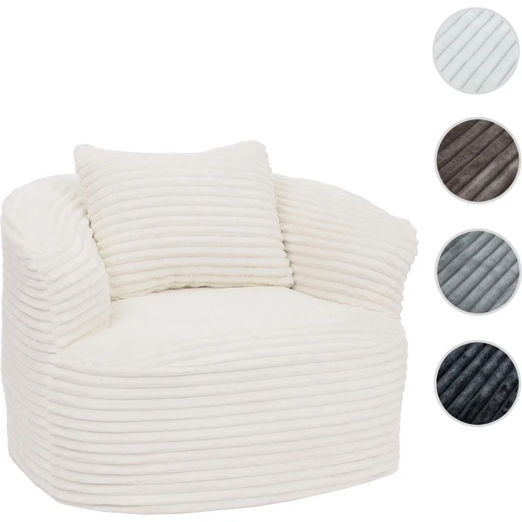 Sessel HWC-P18, Loungesessel Relaxsessel Polstersessel Cocktailsessel, Stoff/Textil Cord (370g/m²) ~ weiß – Bild 10
