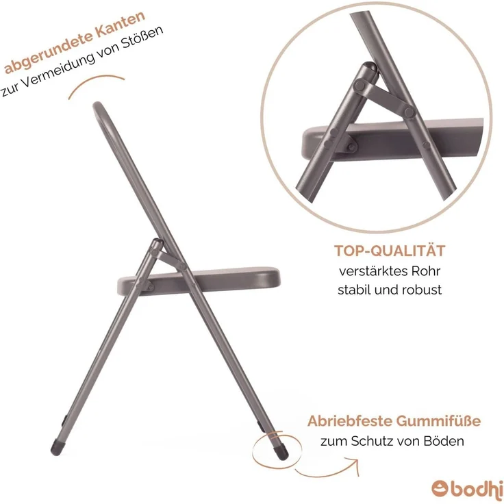 bodhi Klappstuhl Yoga Stuhl anthrazit, ohne vordere Querstrebe – Bild 3
